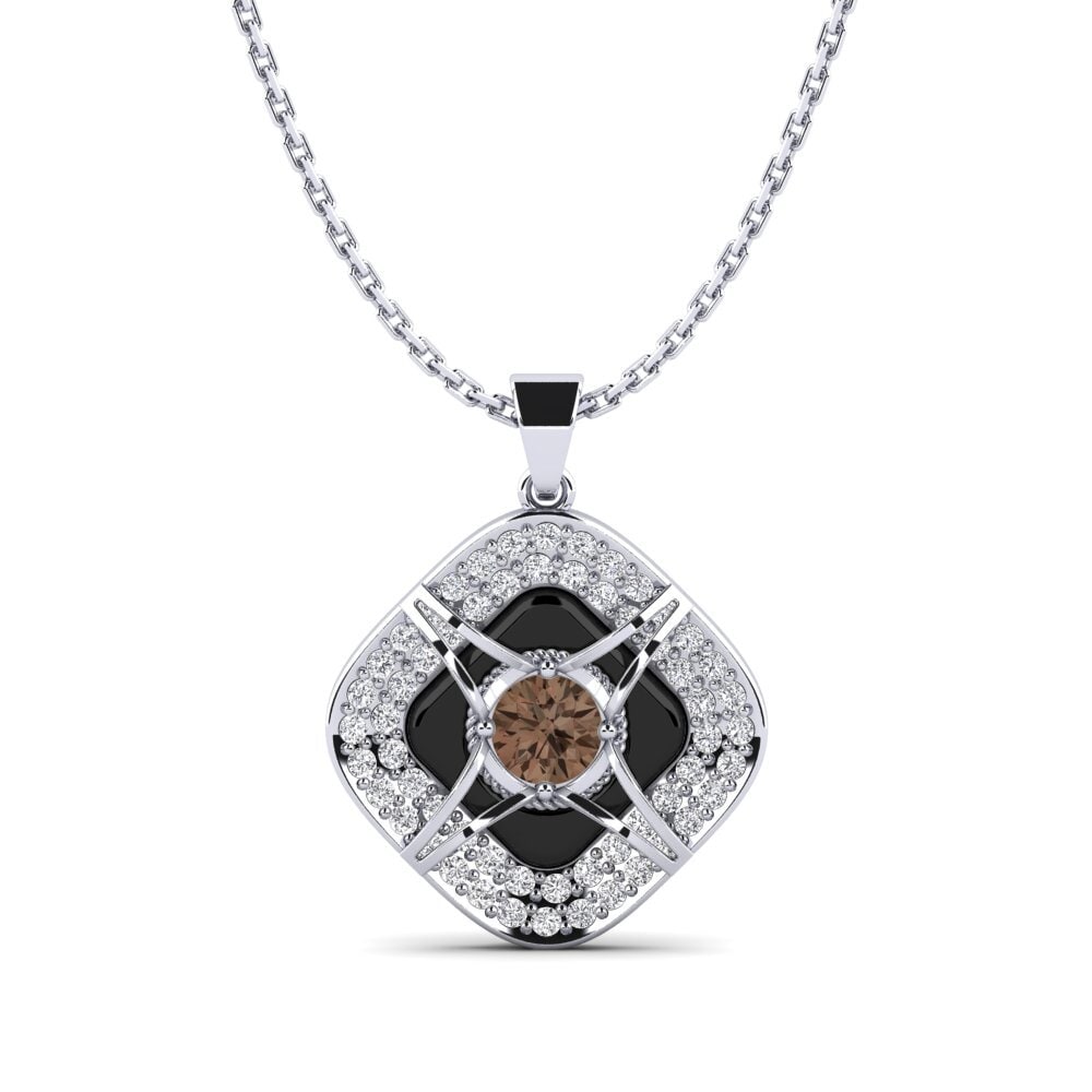 White Silver Smoky Quartz Women's Pendant Cusson