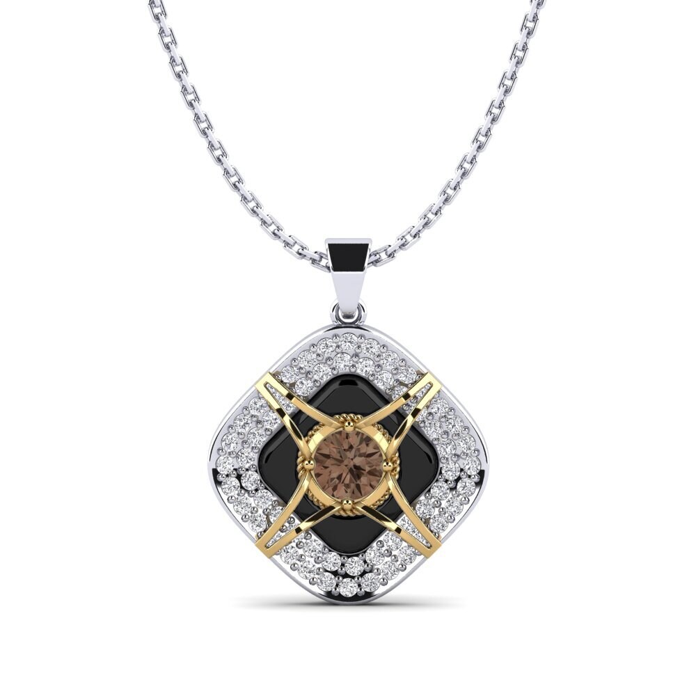 9ct White & Yellow Gold Smoky Quartz Women's Pendant Cusson
