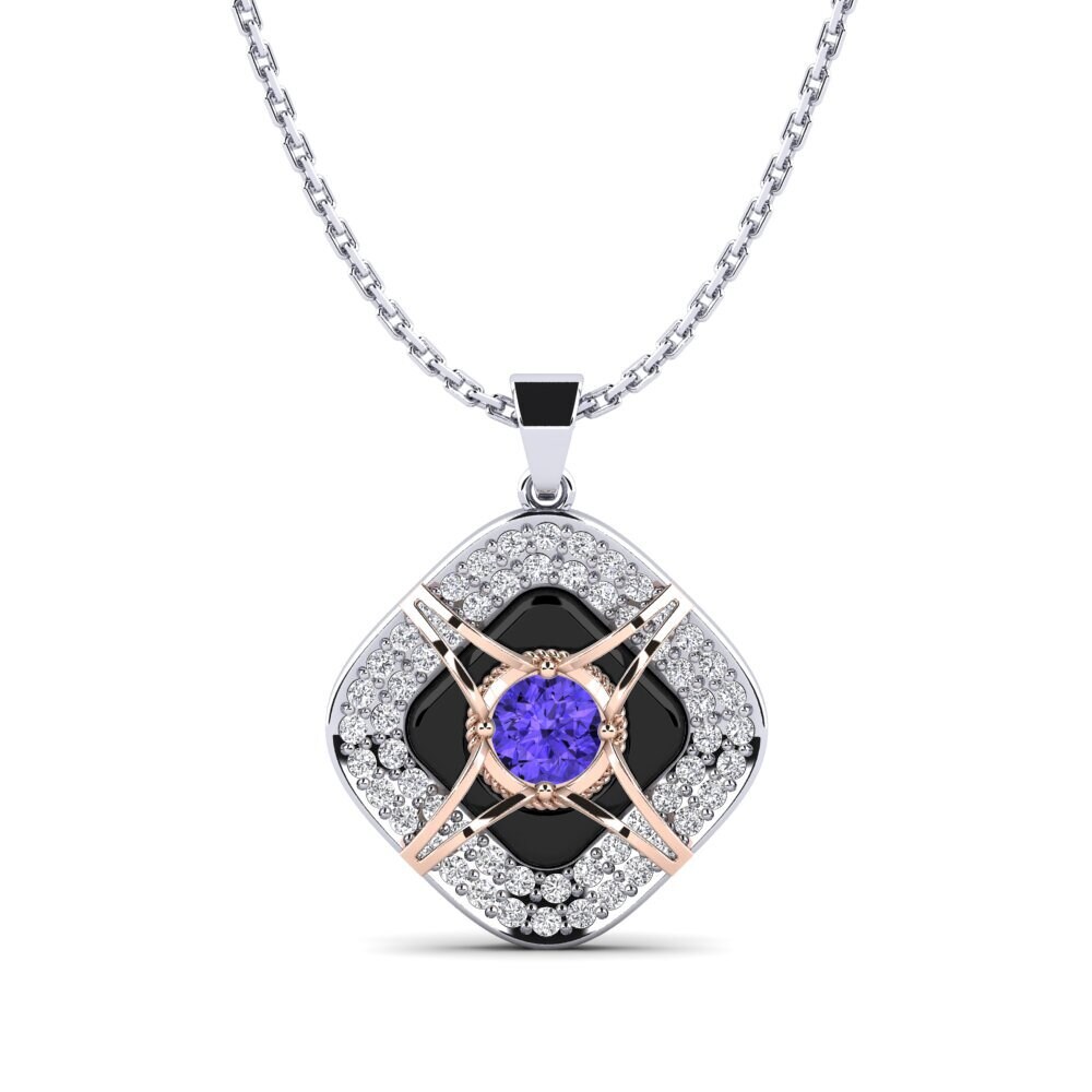 14ct White & Rose Gold Tanzanite Women's Pendant Cusson