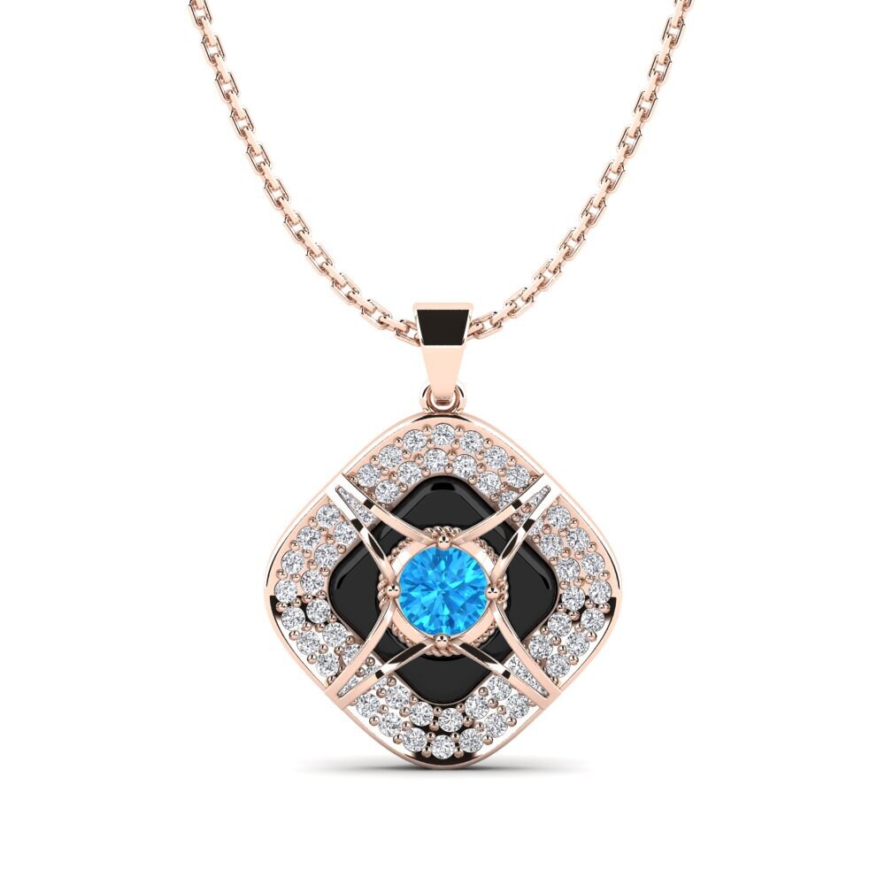 9ct Rose Gold Blue Topaz Women's Pendant Cusson