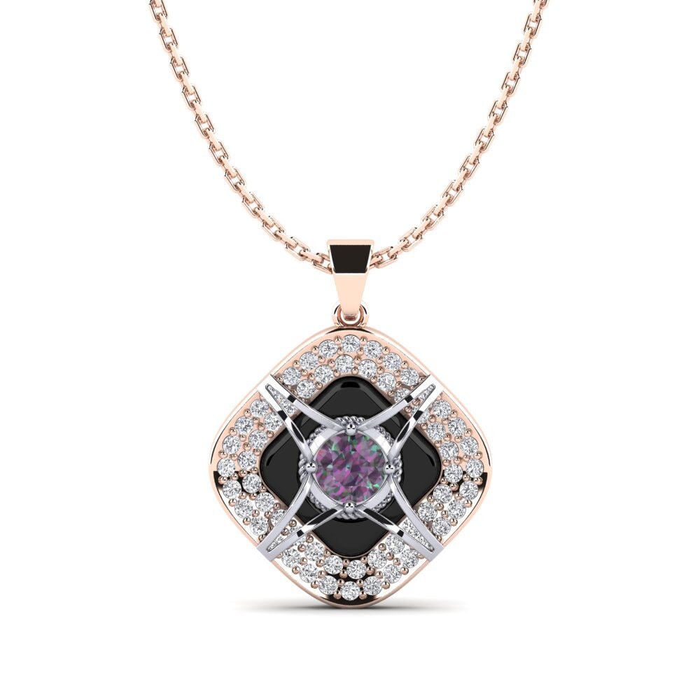 14ct Rose & White Gold Mystic Topaz Women's Pendant Cusson