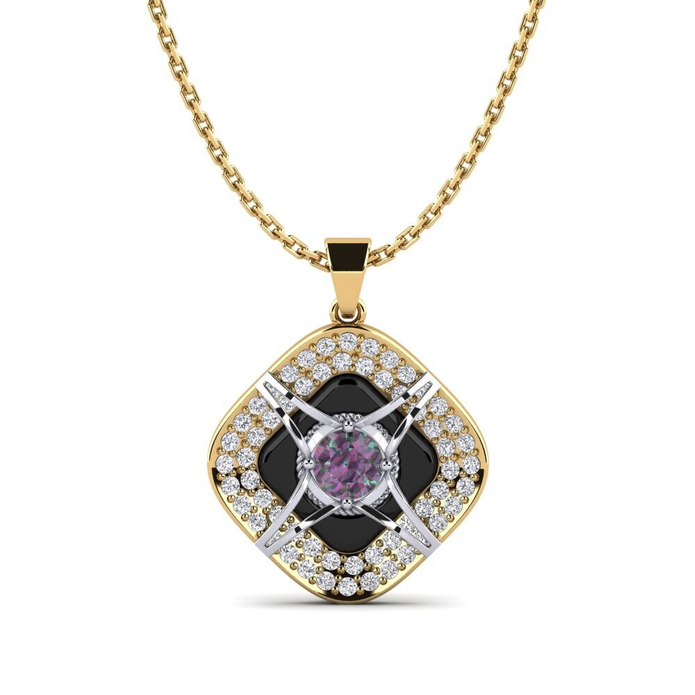 14ct Yellow & White Gold Mystic Topaz Women's Pendant Cusson