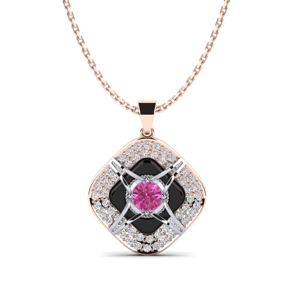 14ct Rose & White Gold Pink Topaz Women's Pendant Cusson
