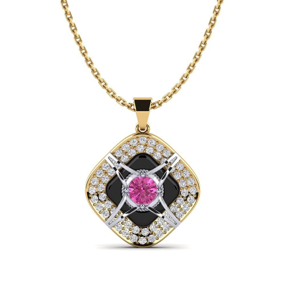 9k Yellow & White Gold Pink Topaz Women's Pendant Cusson
