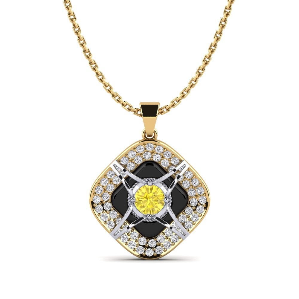 9k Yellow & White Gold Yellow Sapphire Women's Pendant Cusson