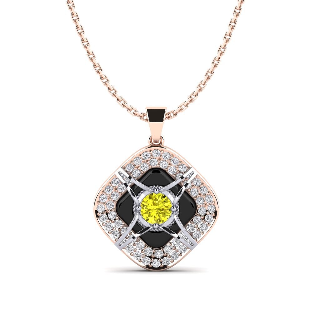 Červené & bílé Zlato 375 Žlutý diamant Dámský přívěsek Cusson