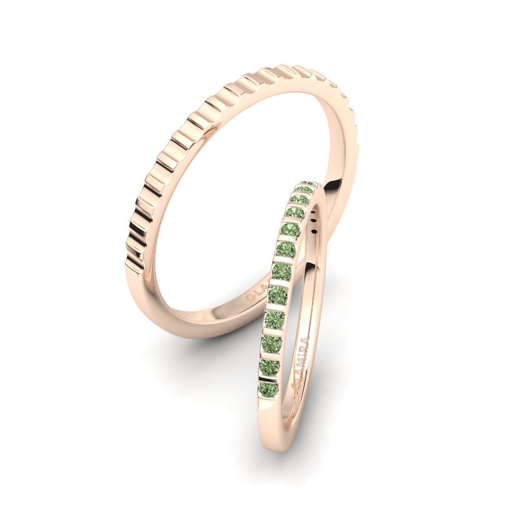 Rotgold 375 Grüner Diamant Ring Cute Behaviour SET
