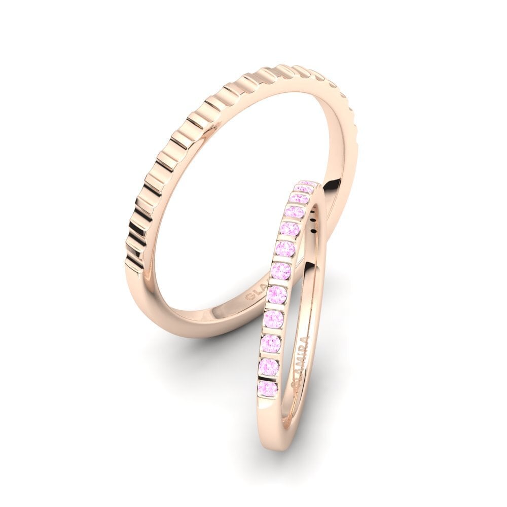 750 Rood Goud Roze Saffier Ringen Cute Behaviour SET