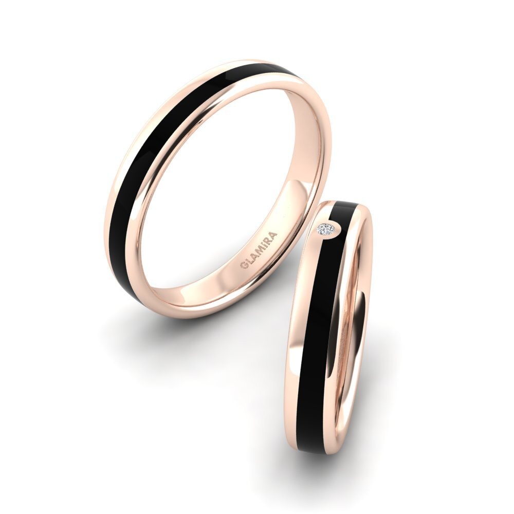 Or rose 14k Diamant Bague de Mariage Cute Bond 4.0 mm