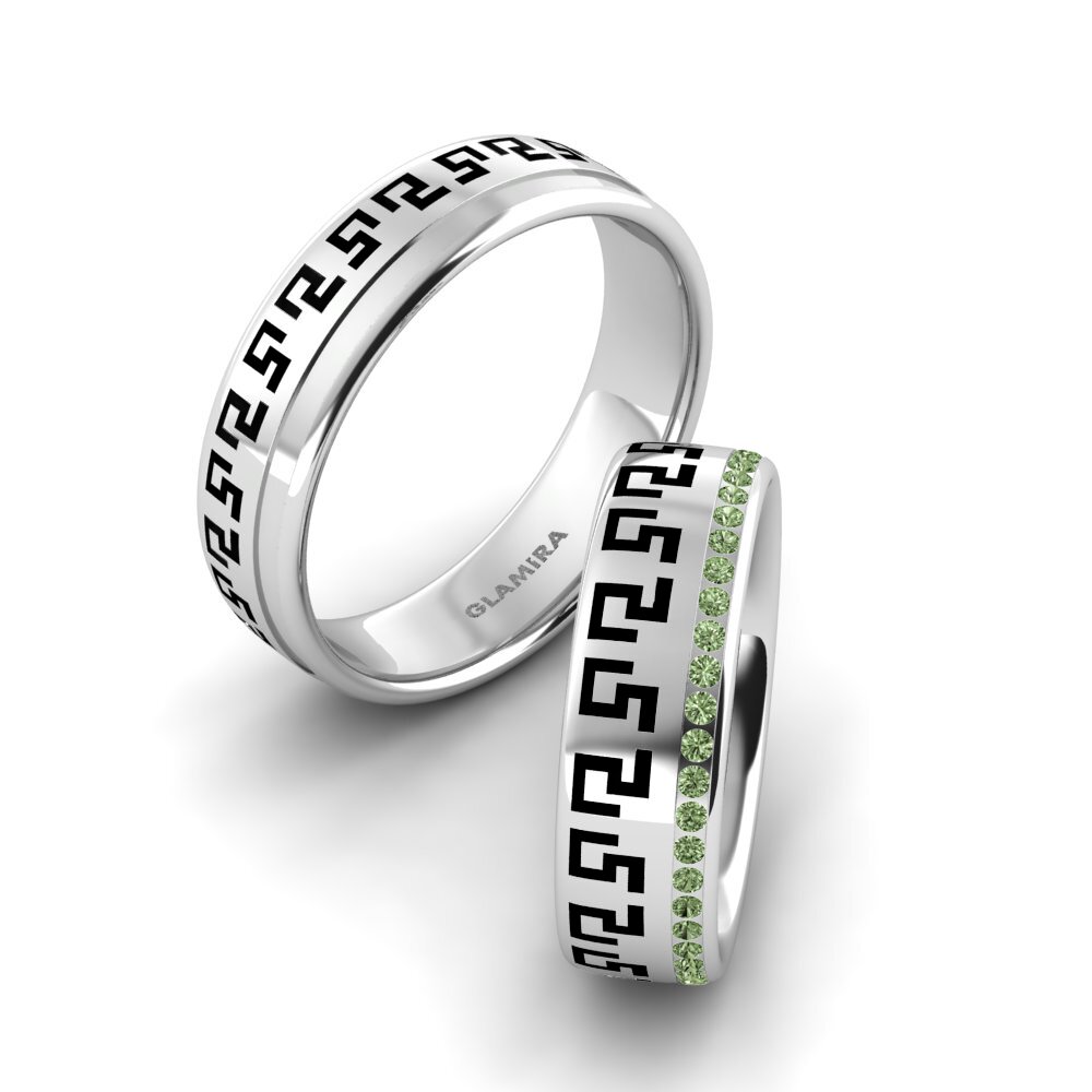 Green Diamond Wedding Ring Cute Happiness 6 mm