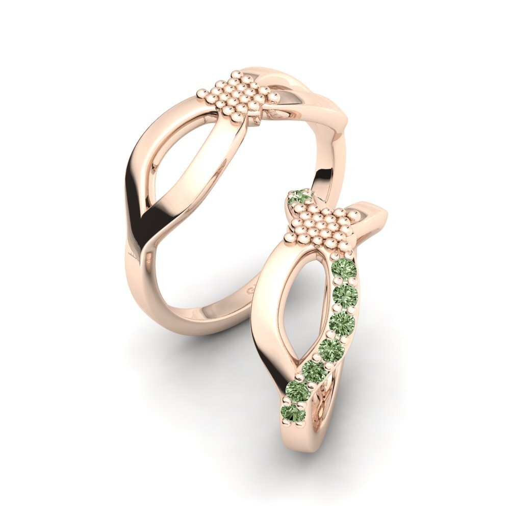 Rotgold 375 Grüner Diamant Ring Cute Inspiration SET