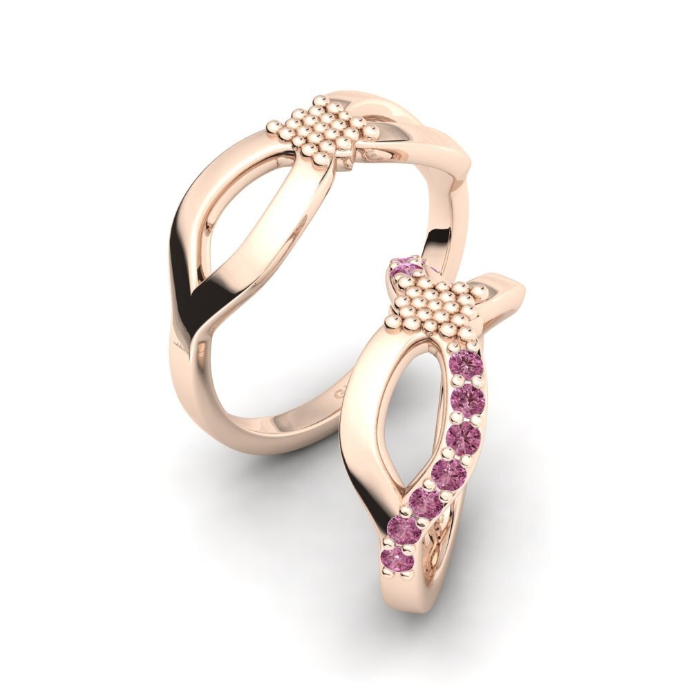 Rotgold 375 Rhodolit-Granat Ring Cute Inspiration SET