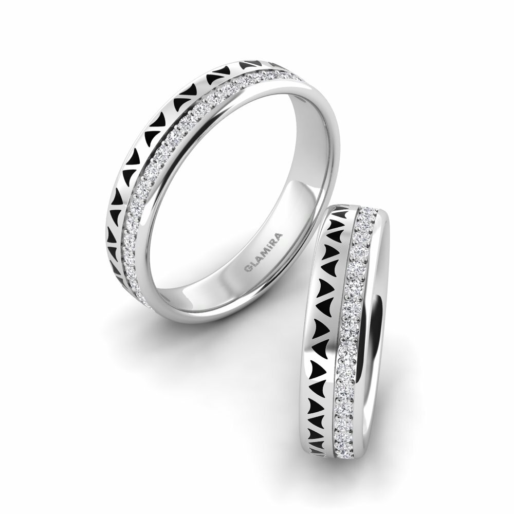 White Silver Diamond Wedding Ring Cute Luck 5 mm