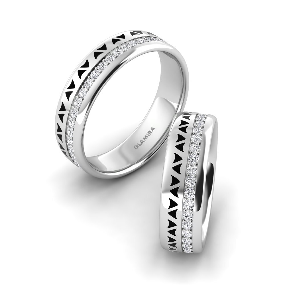 White Silver Diamond Wedding Ring Cute Luck 6 mm