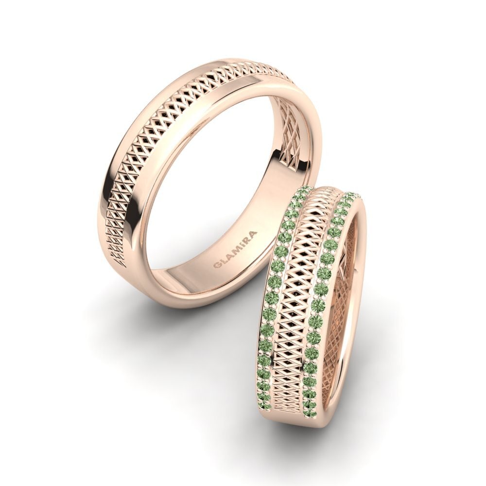 Rotgold 375 Grüner Diamant Ring Cute Sleek SET
