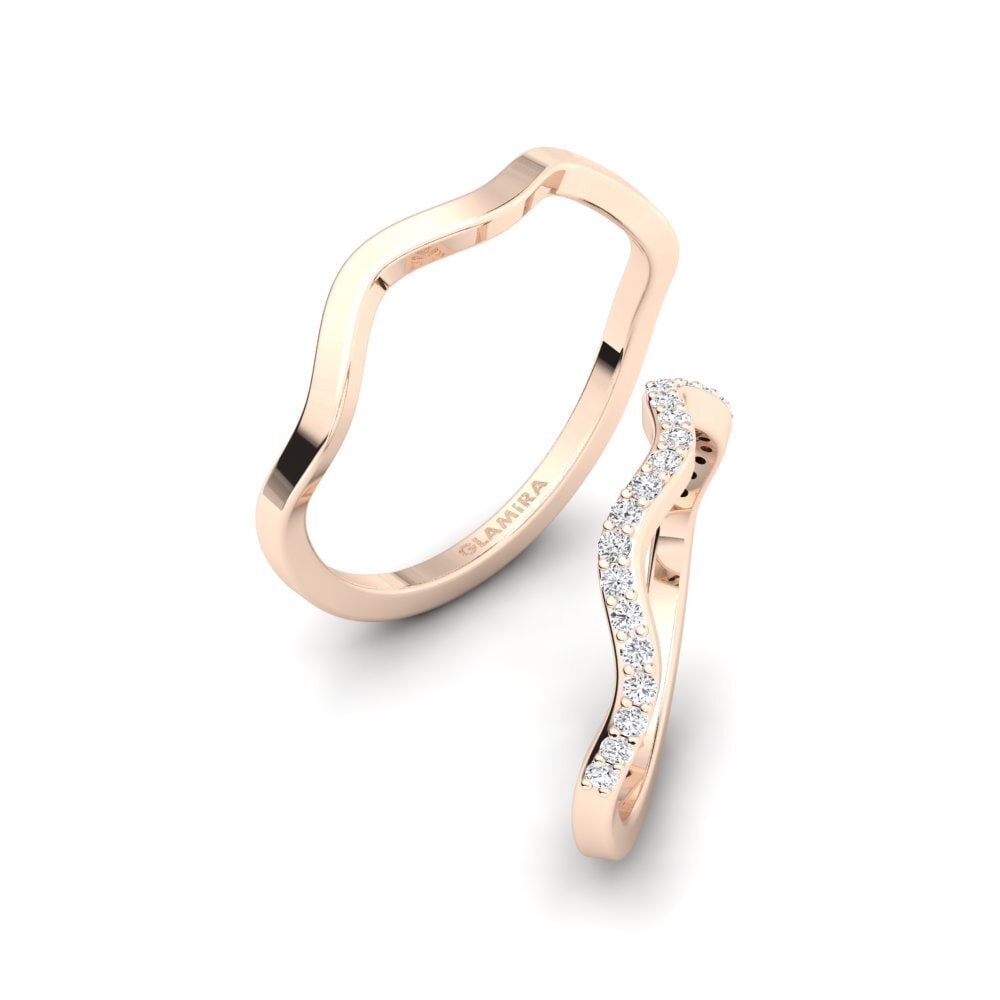 Rotgold 375 Weißer Saphir Ring Cute Thought SET