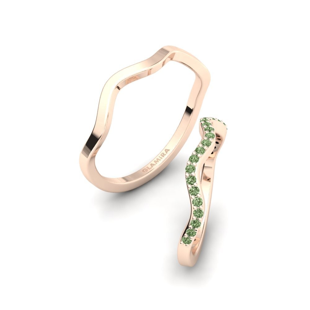 Rotgold 375 Grüner Diamant Ring Cute Thought SET