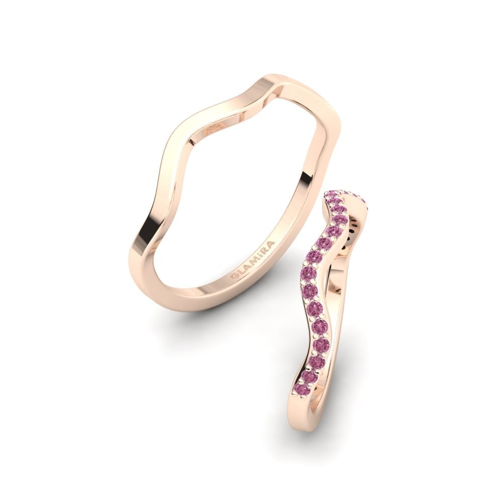 Rotgold 375 Rhodolit-Granat Ring Cute Thought SET