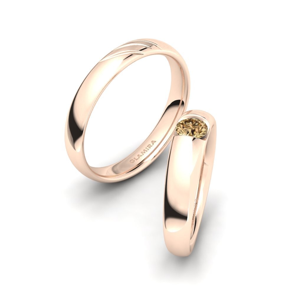 750 Rood Goud Bruine Diamant Ringen Cute Treasure SET