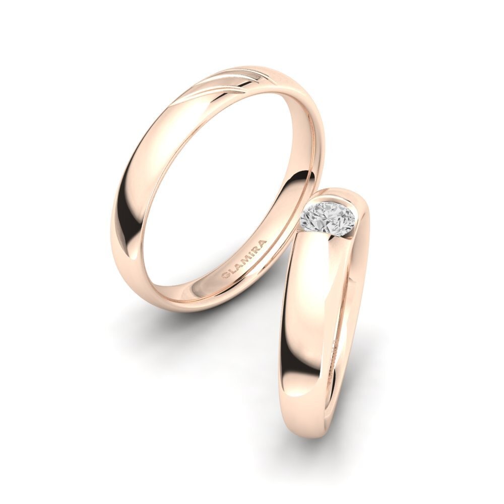 Rotgold 375 Weißer Saphir Ring Cute Treasure SET
