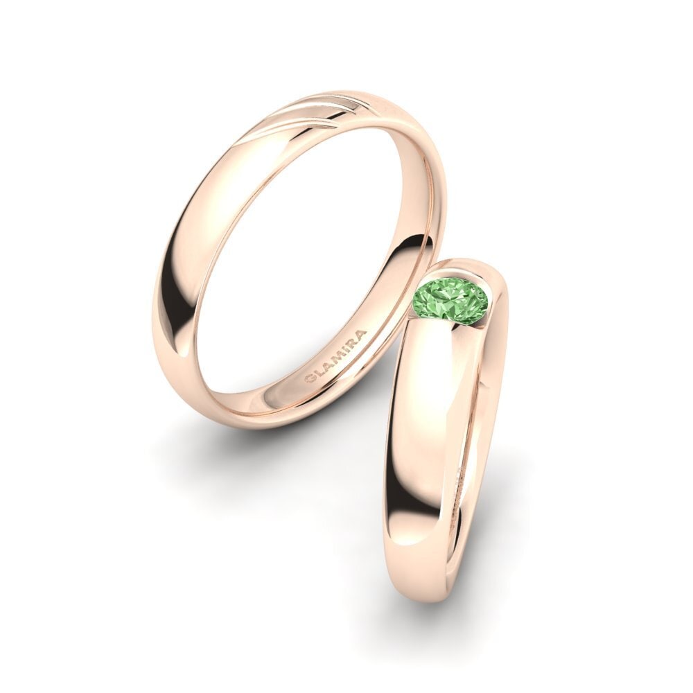 Rotgold 375 Grüner Diamant Ring Cute Treasure SET