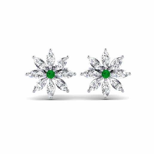 Earring Cuties 585 White Gold & Emerald & Diamond