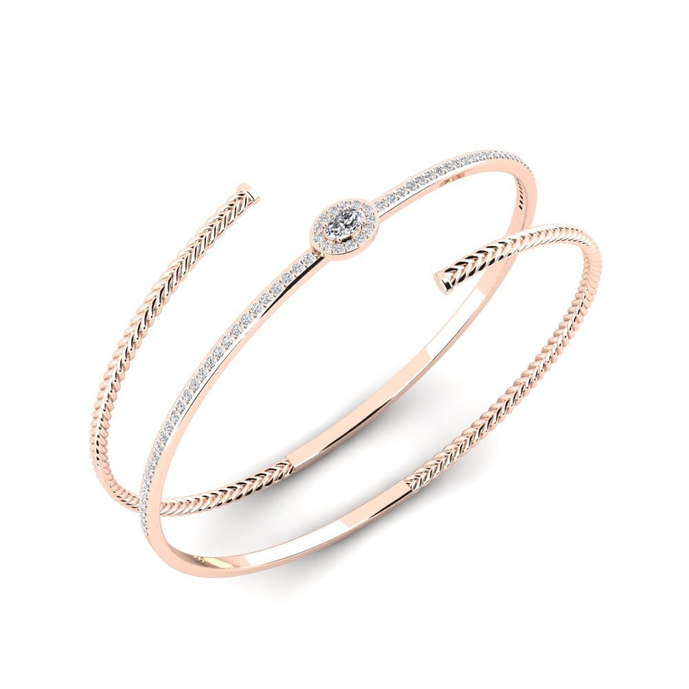 Or rose 14k Diamant Bracelet jonc femme Cvijet