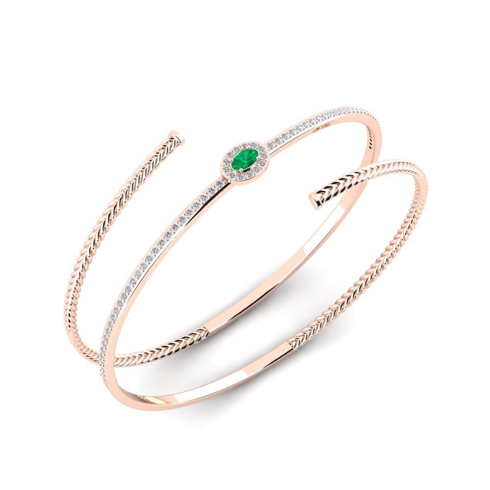 Or rose 14k Émeraude Bracelet jonc femme Cvijet