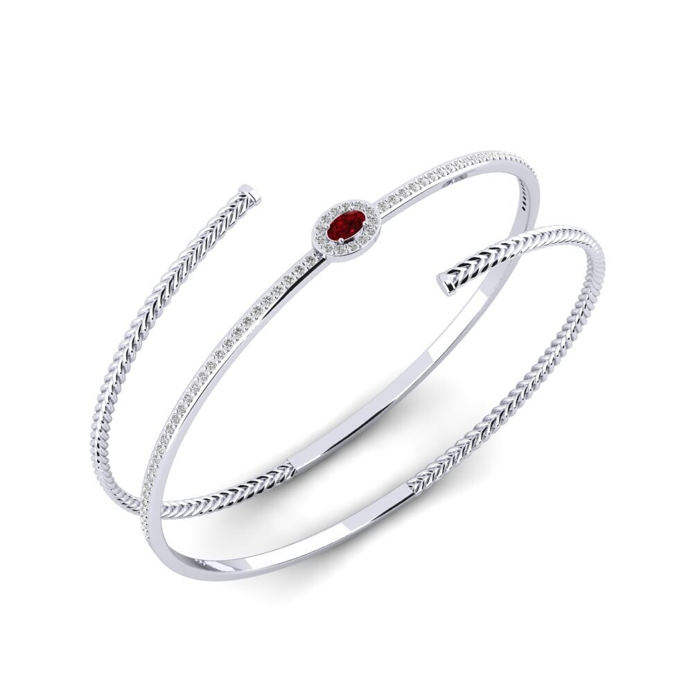 Or Blanc 9k Rubis Bracelet jonc femme Cvijet