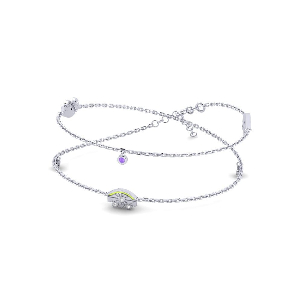 9k Oro Blanco Amatista Collar de Mujer Cwebezela