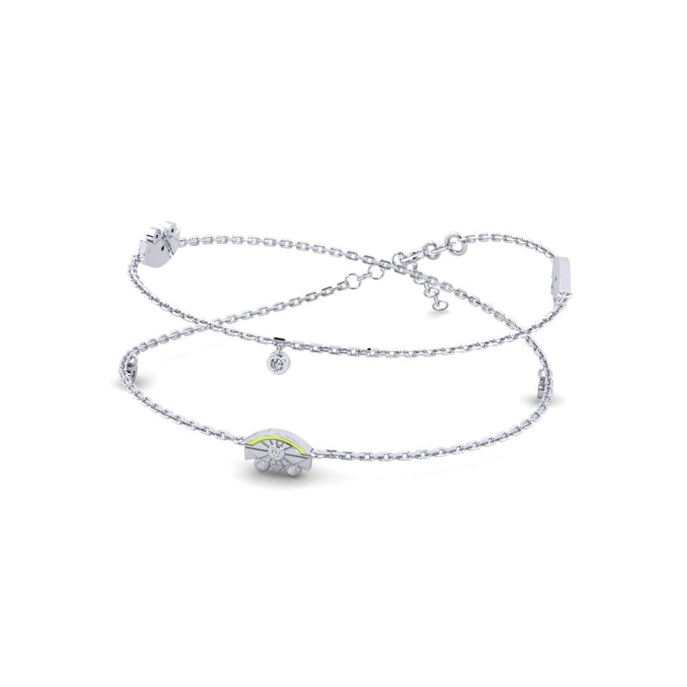 9k Oro Blanco Circonita Collar de Mujer Cwebezela