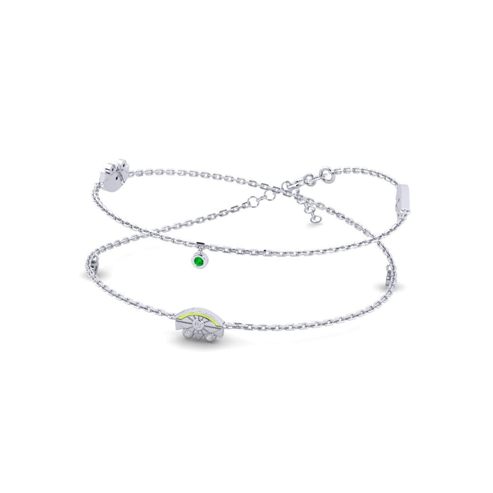 9k Oro Blanco Esmeralda Collar de Mujer Cwebezela