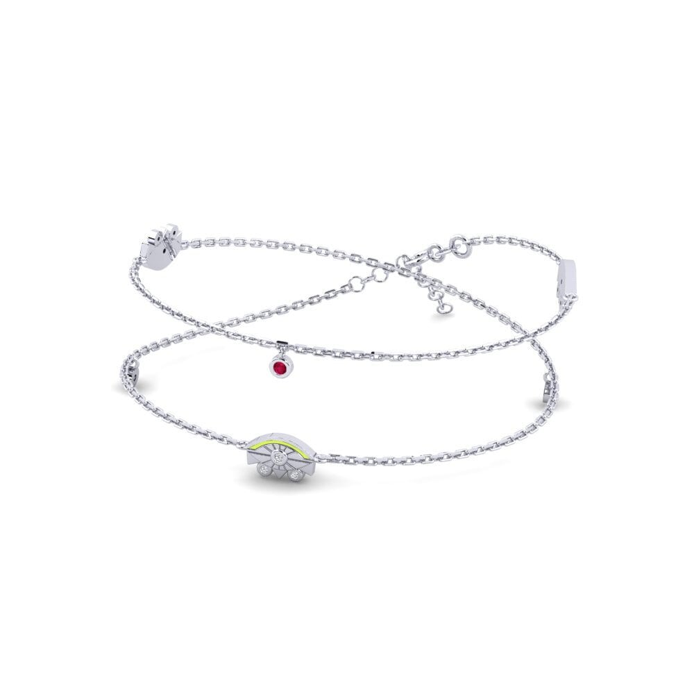 14k Oro Blanco Rubí Collar de Mujer Cwebezela