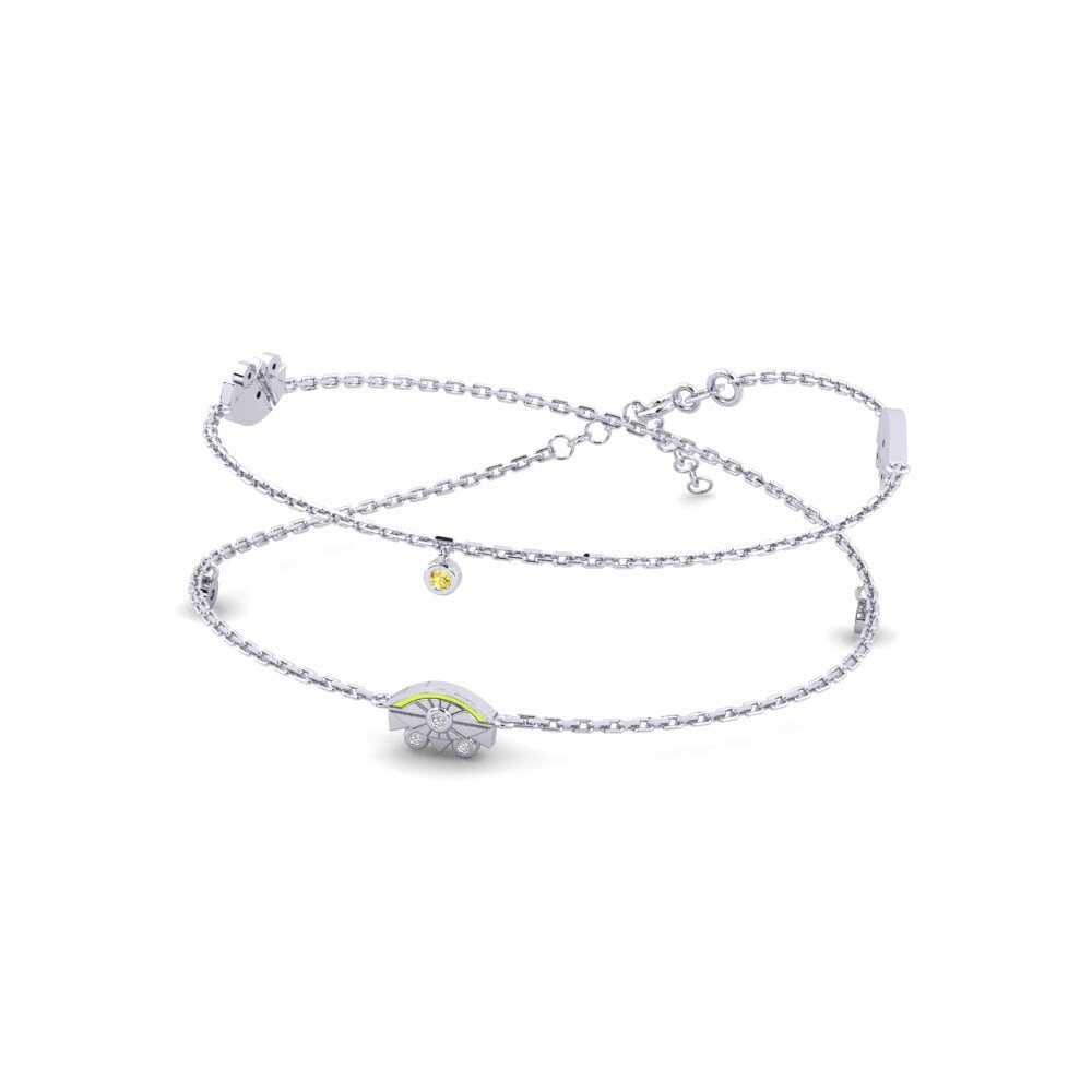 Plata 925 Zafiro amarillo Collar de Mujer Cwebezela