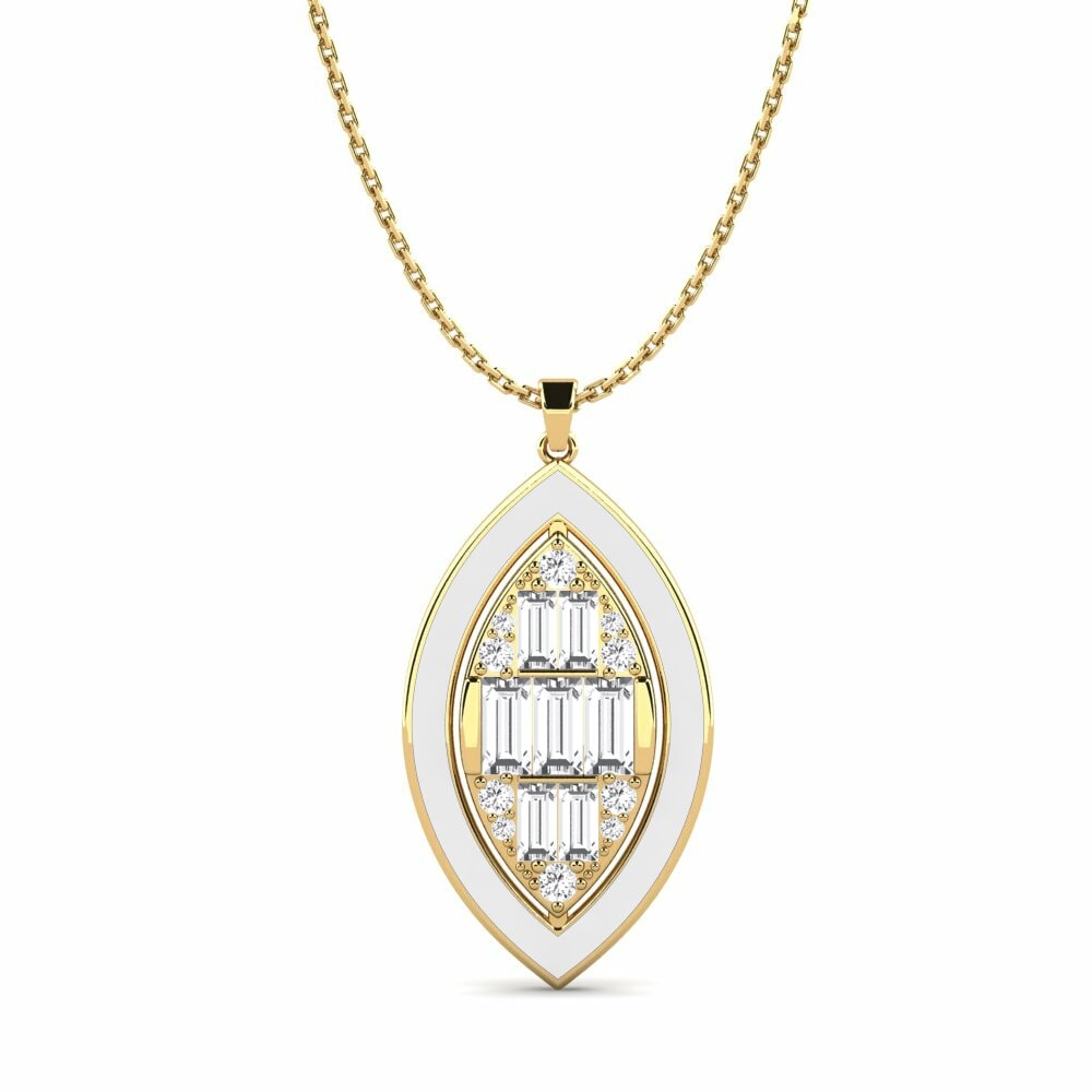 Vàng 9K Đá Sapphire Trắng Mặt dây chuyền nữ Cyclopean
