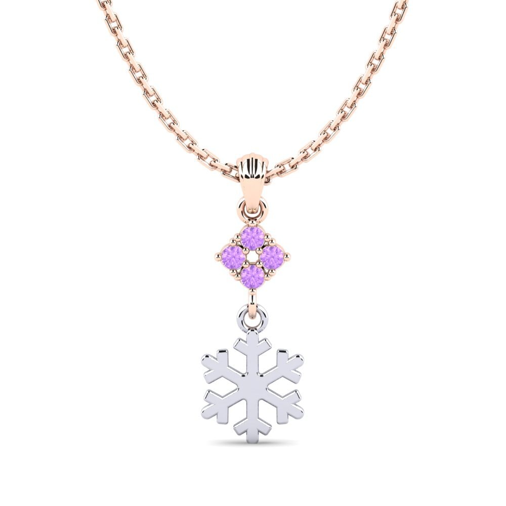 9k Oro Rosa & Blanco Amatista Colgante de Mujer Cydins