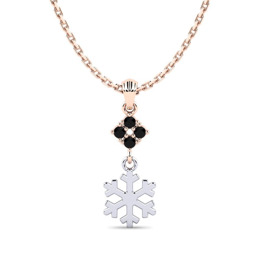 14k Oro Rosa & Blanco Zafiro negro Colgante de Mujer Cydins