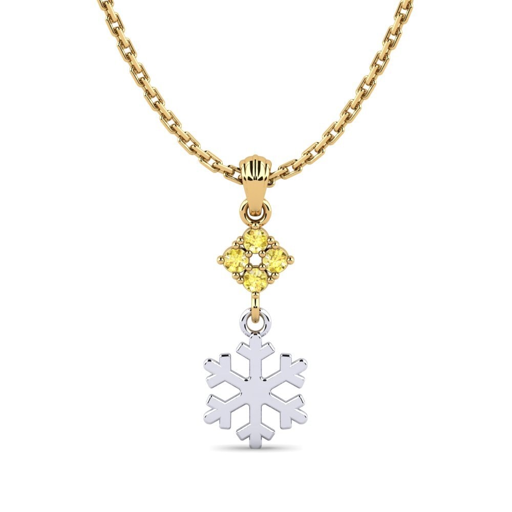 14k Oro Amarillo & Blanco Zafiro amarillo Colgante de Mujer Cydins