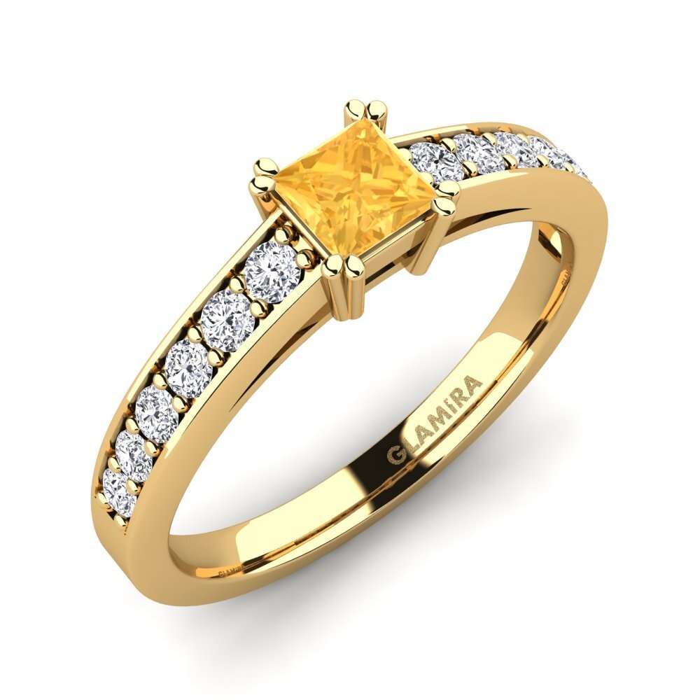 Princess Citrine Engagement Ring Cynthia 0.4 crt