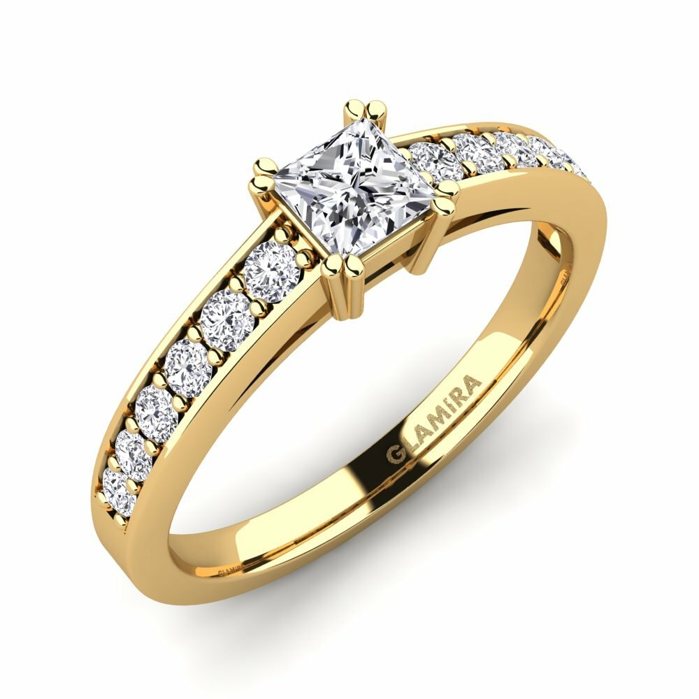 Solitaire Pave Engagement Rings GLAMIRA Cynthia 0.4 crt 585 Yellow Gold Diamond