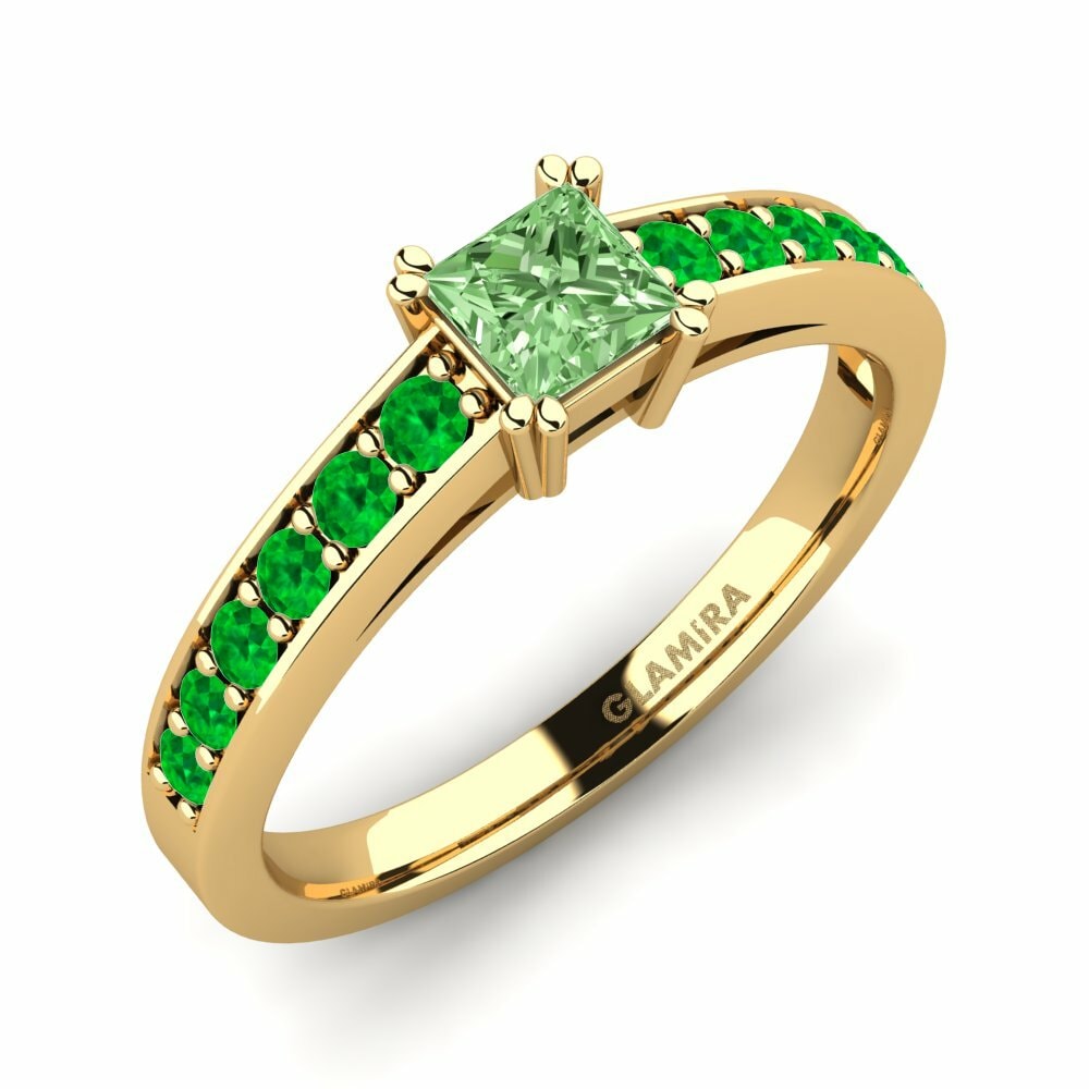 Anillo de compromiso Cynthia 0.36crt Diamante Verde