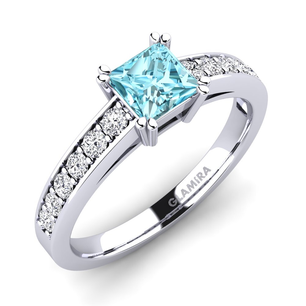 950 Platinum Blue Zircon Engagement Ring Cynthia