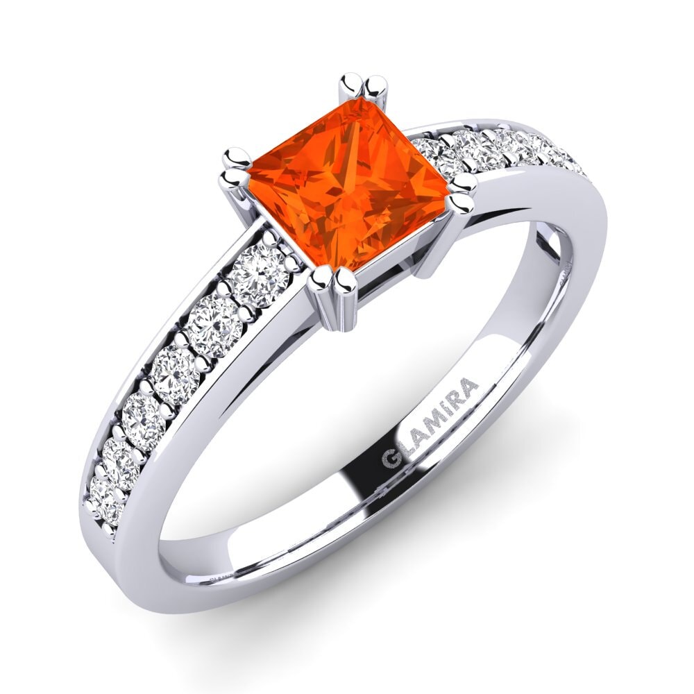 9ct White Gold Fire Opal Engagement Ring Cynthia