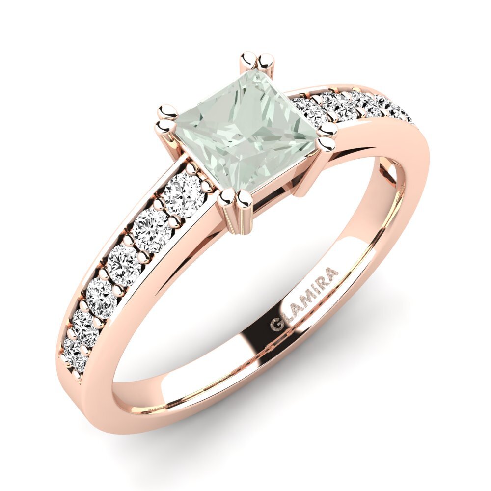 14ct Rose Gold Green Amethyst Engagement Ring Cynthia