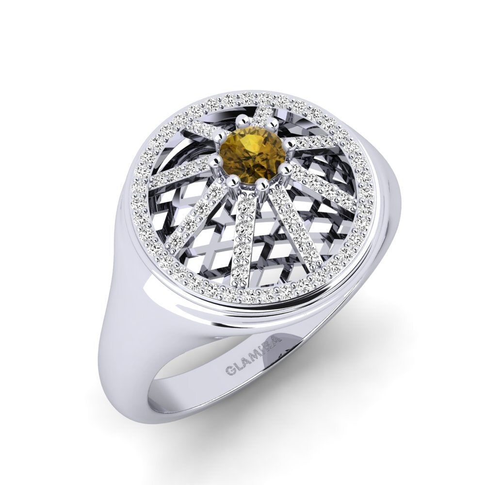 Platino Circón Marrón Anillo de Hombre Cypress