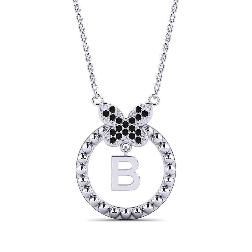 950 Platin Schwarzer Onyx Damen halskette Cystite - B