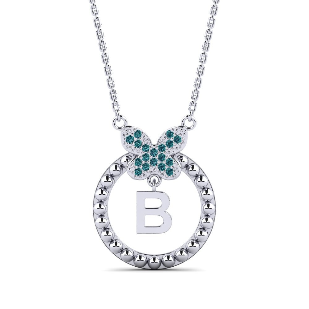 Weißgold 375 Blauer Diamant Damen halskette Cystite - B