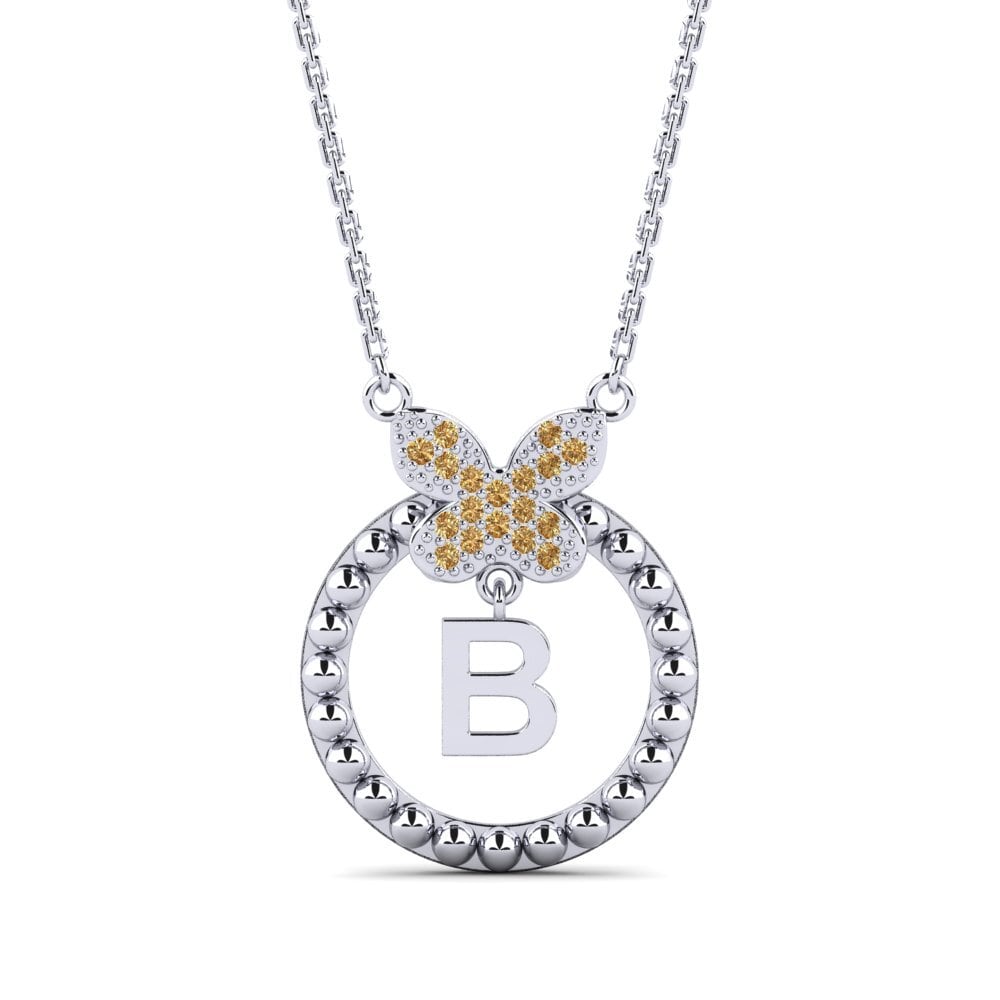 Weißgold 375 Brauner Diamant Damen halskette Cystite - B