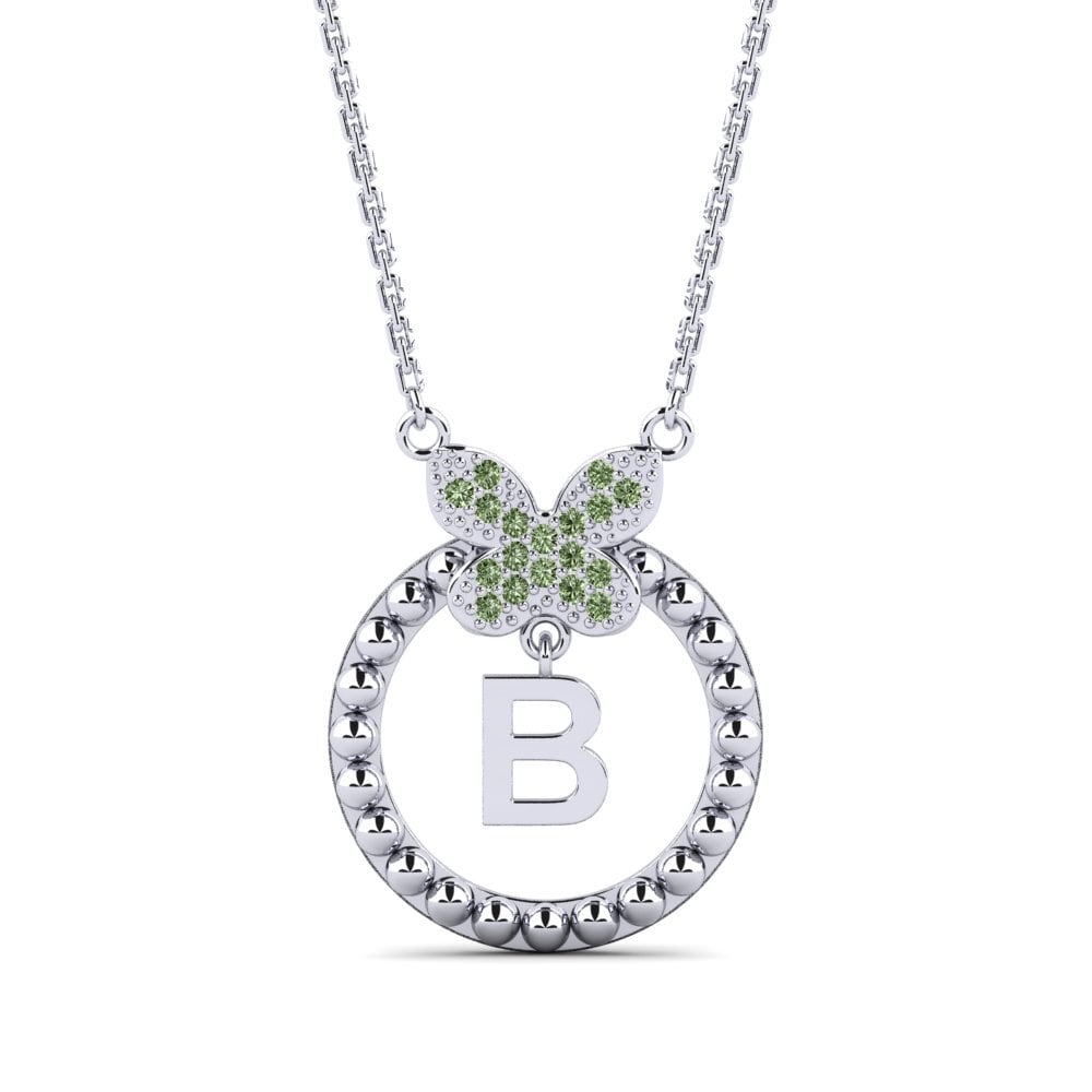 Weißgold 375 Grüner Diamant Damen halskette Cystite - B