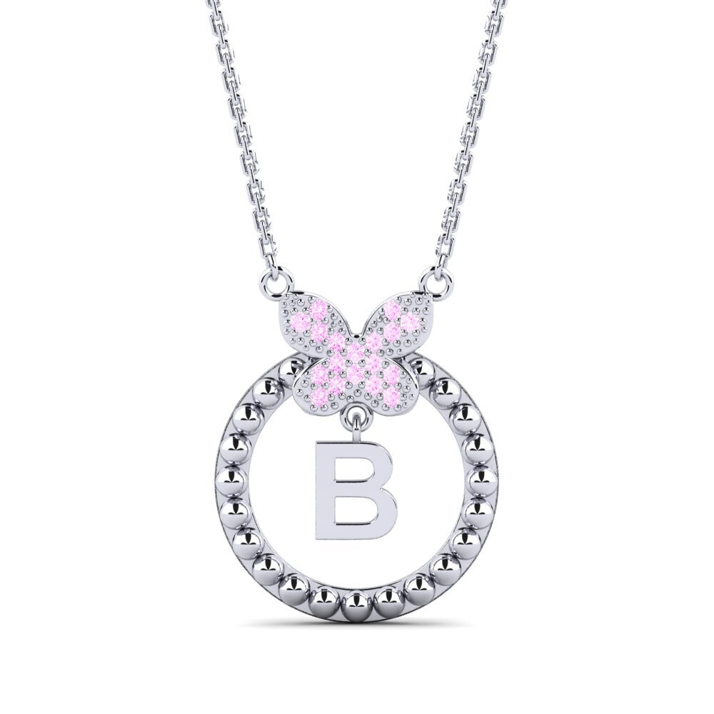 950 Platin Rosa Saphir Damen halskette Cystite - B